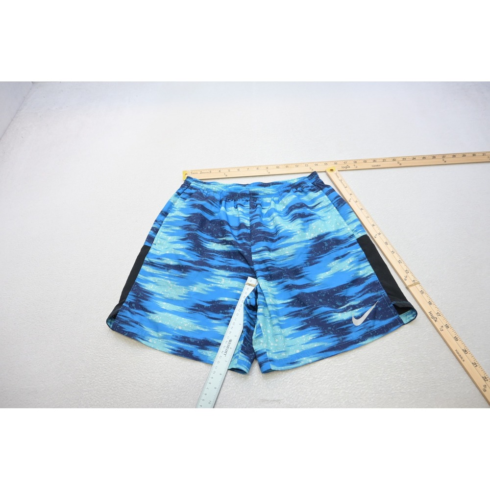Nike Running Shorts Mens Large Blue Abstract Wave Lined Dri-FIT Excellent